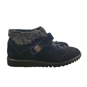 Stuart Weitzman black suede fleece ankle booties boots